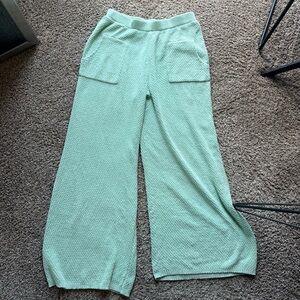 Nasty Gal Mint Green Knit Textured Wide-Leg Pants Womens size large L
